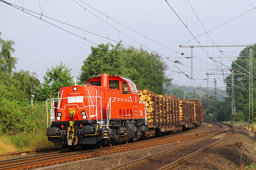 Am 27.07.2013 kam die DB 261 100-2 mit dem EK 53368(Flensburg Weiche-Neumünster Gbf)durch Schleswig gefahren, diese Aufnahme entstand am Bü Karpfenteich mitten in Schleswig OT Friedrichsberg.