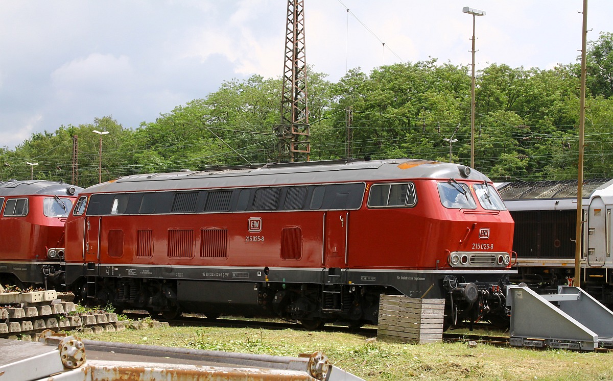 Außerdem trafen wir in dem aufgelassenen Bw Oberhausen-West auch noch die altrote EfW 215 025 und eine Schwesterlok an.