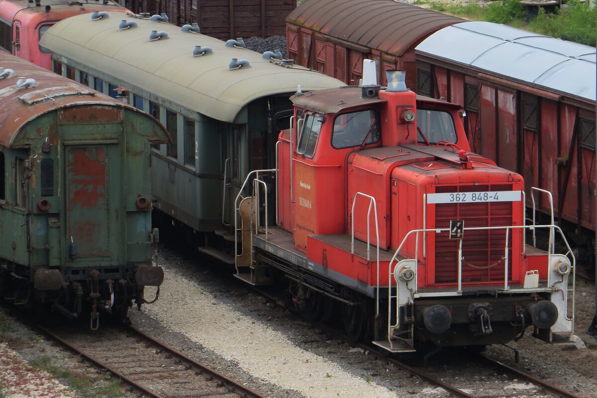 Bayernbahn 362 848 steht am 17 Mai 2023 abgestellt in Nördlingen.