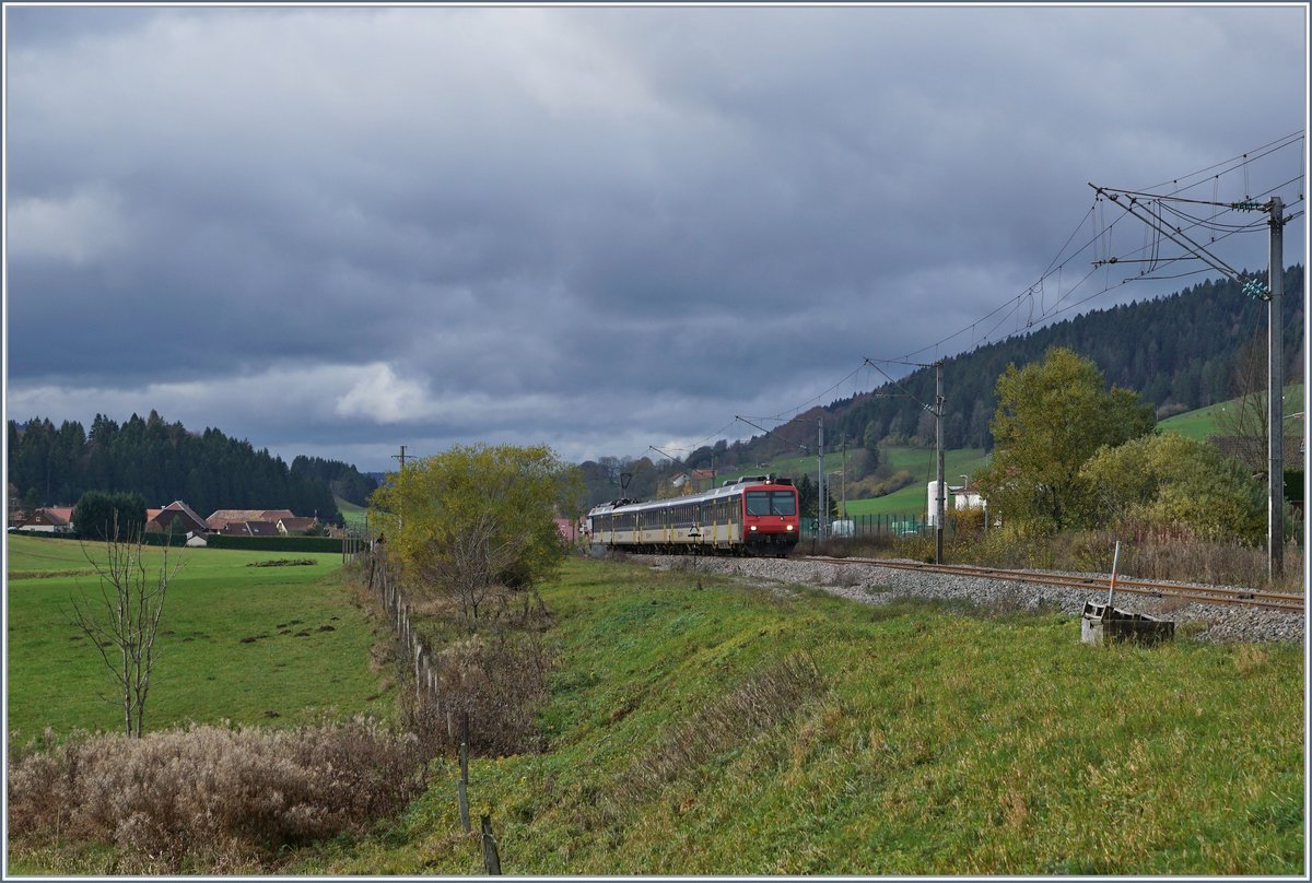 Bei Les Verrières de Joux nähert sich der RE 18121 die französisch / schweizerische Grenze. 

5. Nov. 2019