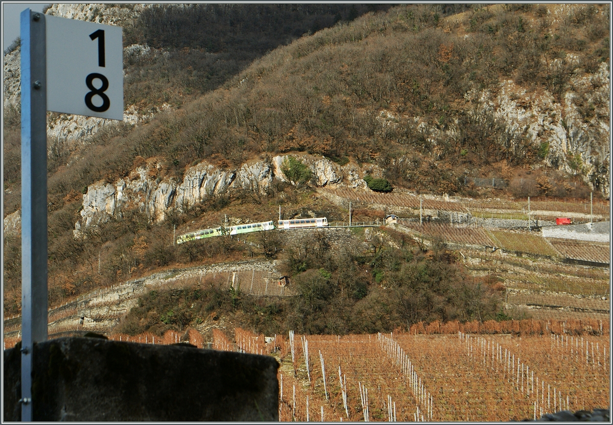 Beim Kilometer 1.8 der ASD konnte ich den am gengenüberliegendne Berghang nach Leysin fahrendne A-L Zahnradzug fotografieren.5. Jan. 2014