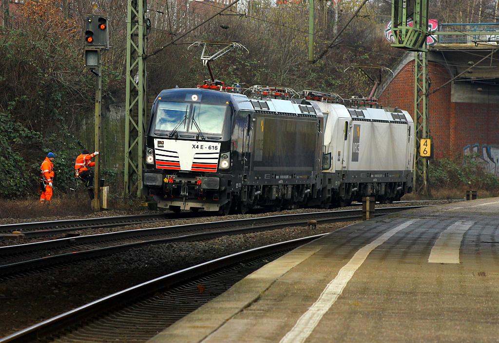 Black & White...MRCE/DB 193 616-0(REV/MMAL/04.12.15) und 193 608-7(REV/MMAL/01.10.15) auf Solo-Tour in Hamburg-Harburg. 12.02.2016