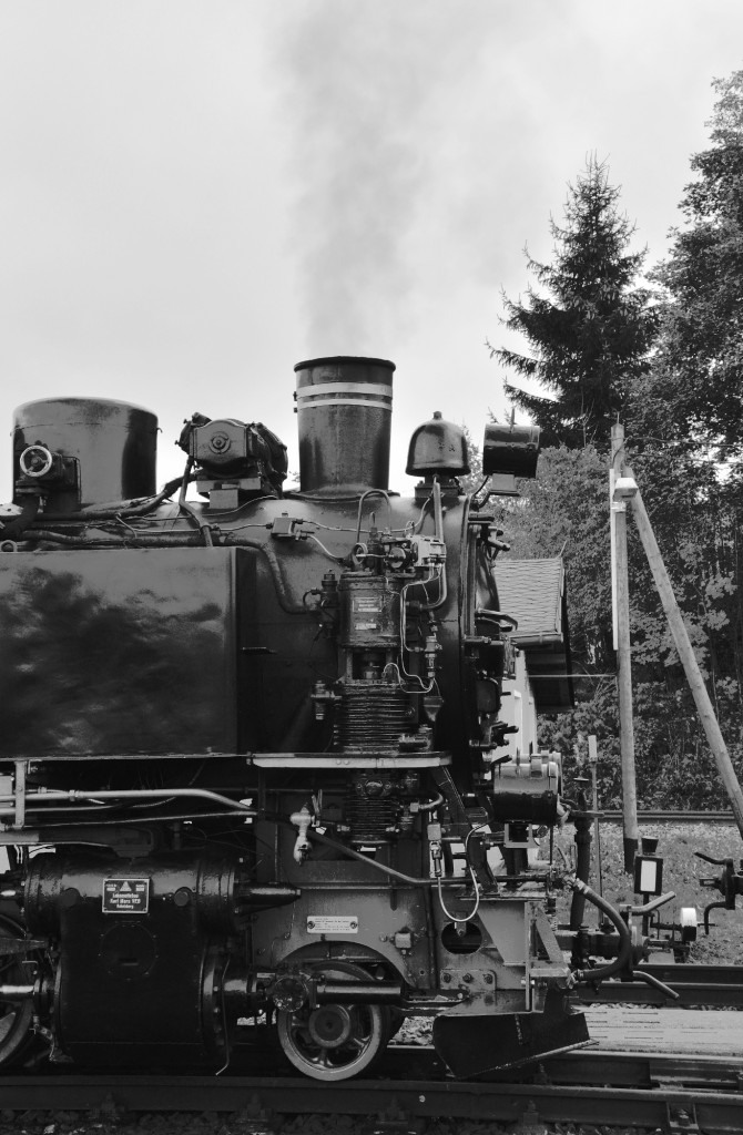 Blick auf die Front der 99 1785-7 in Cranzahl am 26.10.2015