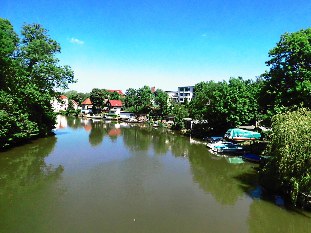 Blick auf die Saale in Halle-Sdstadt am 26.5.17