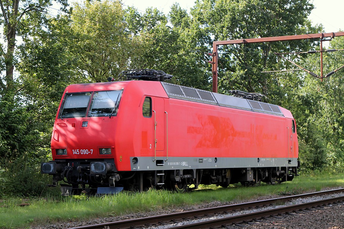 BRLL/HSL 145 090-7(ex 145-CL 012) abgestellt im dänischen Pattburg. 10.08.2017( (C) D.Schikorr, Bearb. M.Steiner)