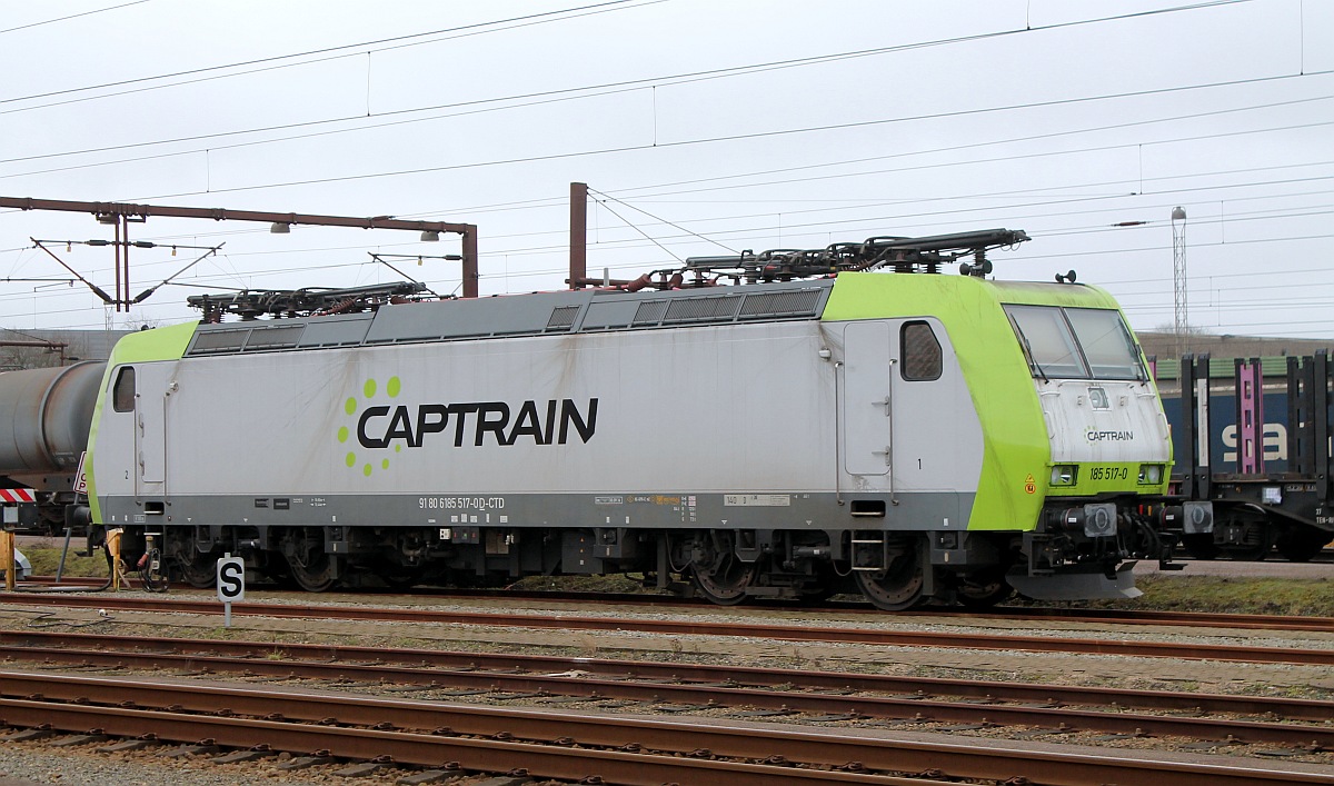 Captrain 9180 6185 517-0 D-CTD (REV/BTK/30.09.2016) abgestellt im dänischen Pattburg. 17.02.2017