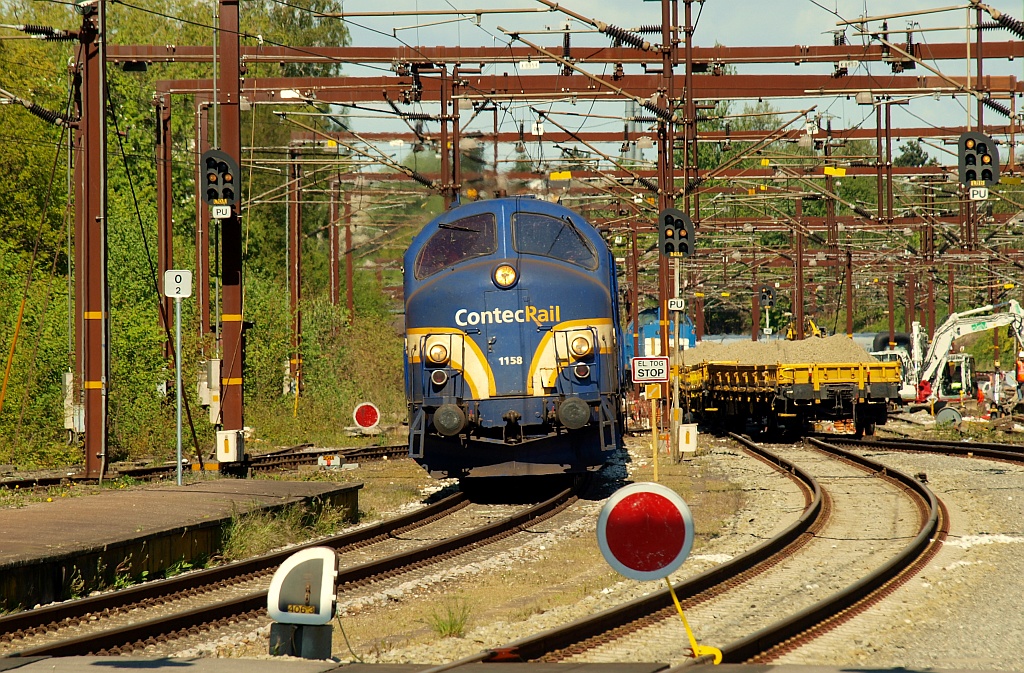 ContecRail My 1158 bei der Einfahrt in den Bahnhof von Fredericia/DK. 01.05.2011