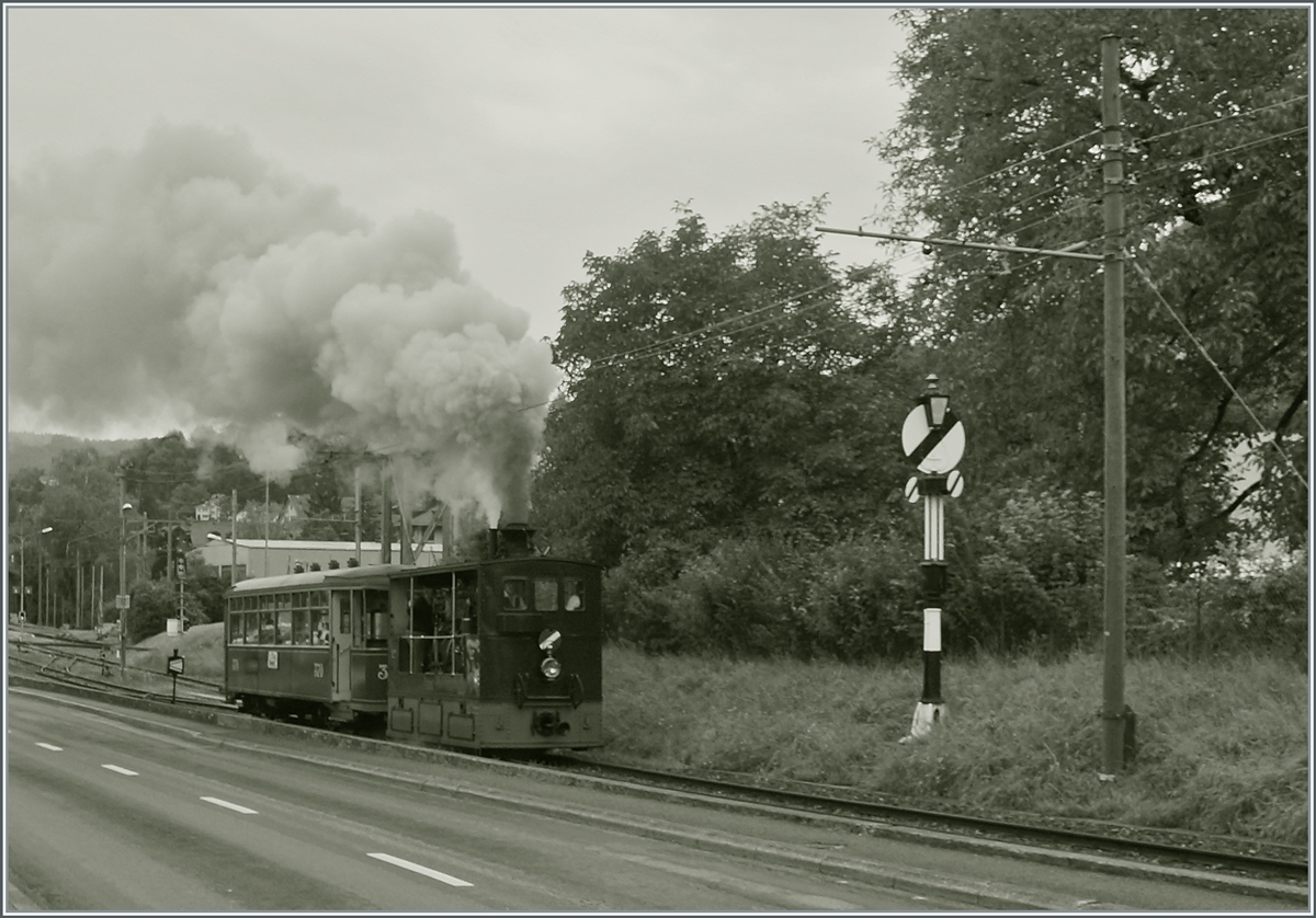 Das Berner Tram mit der G 3/3 12, 1894 BTG (Eigentum der Stiftung BERNMOBIL historique) und dem Tramwagen 370 beim  Tramorama -Anlass in Blonay. 

10. September 2021