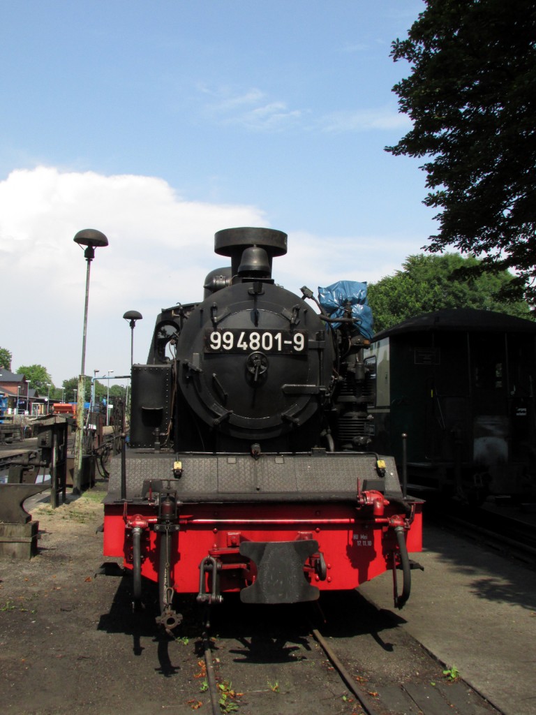 Das Gesicht der 99 4801-9 im BW Putbus.Leider fehlen ihr die Augen.