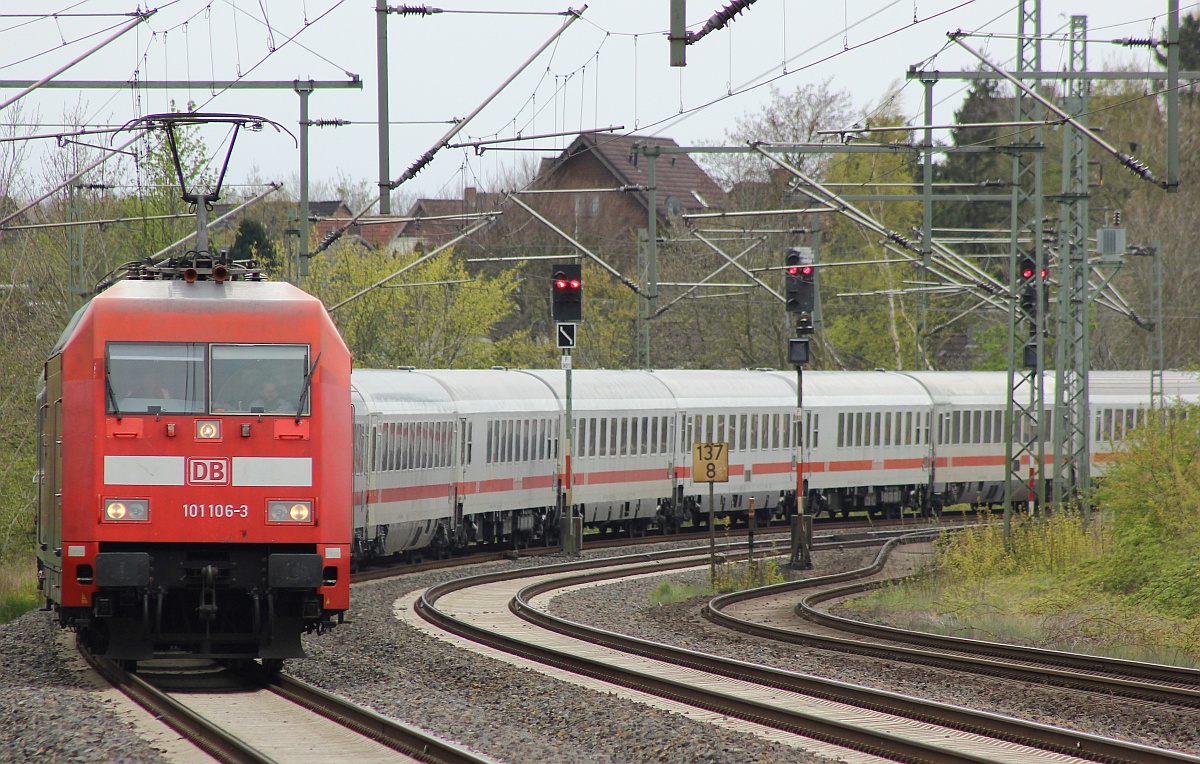 DB 101 106-3 mit Leer IC nach Flensburg, Schleswig 05.05.2017