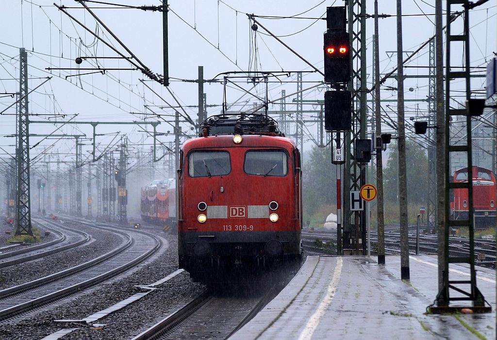 DB 113 309-9 fuhr am 26.09.2010 mit einem Autoreisezug durch HH-Harburg.