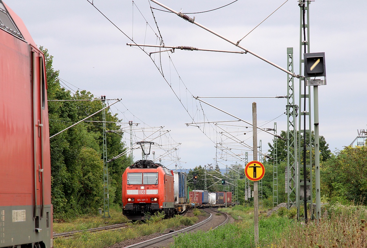 DB 185 137-7 mit gemischt KLV fotografiert in Geisenheim am Rhein. 16.09.2021