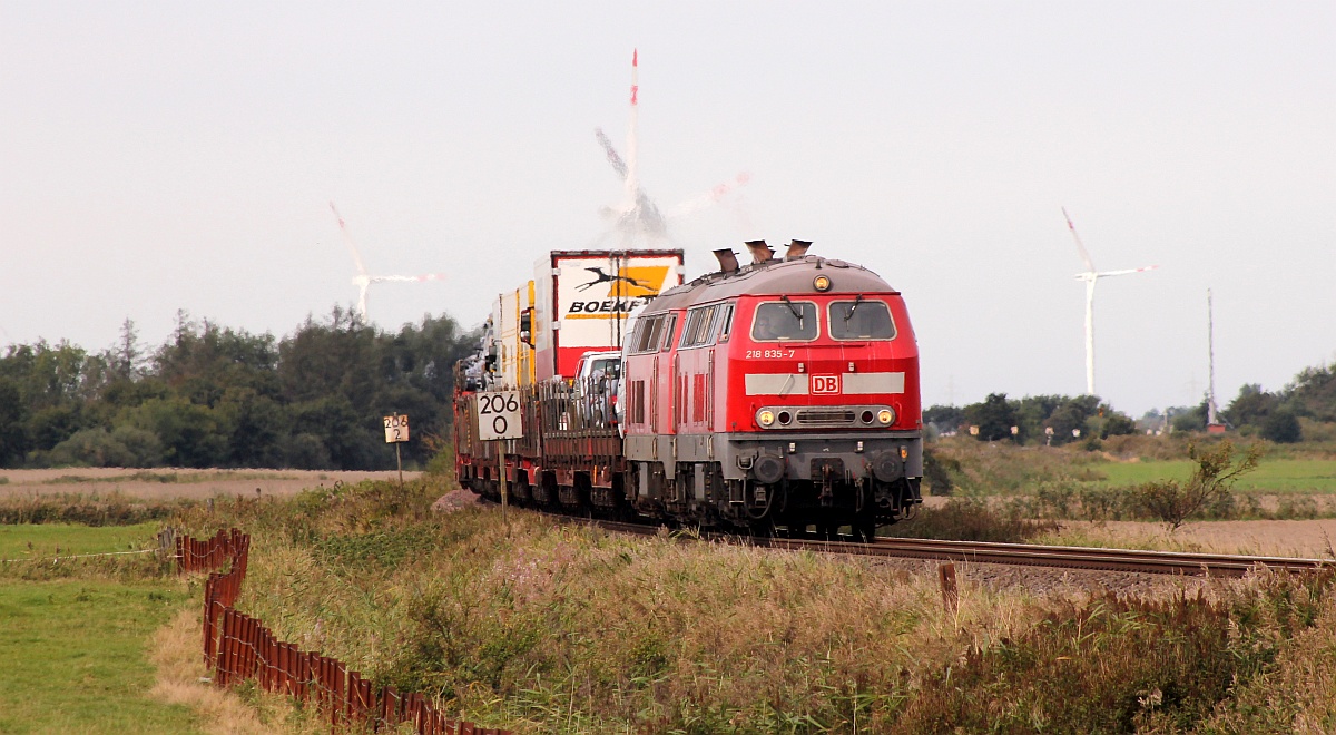 DB 218 835 und 473 mit Shuttle nach Niebüll. Lehnshallig 19.09.2020