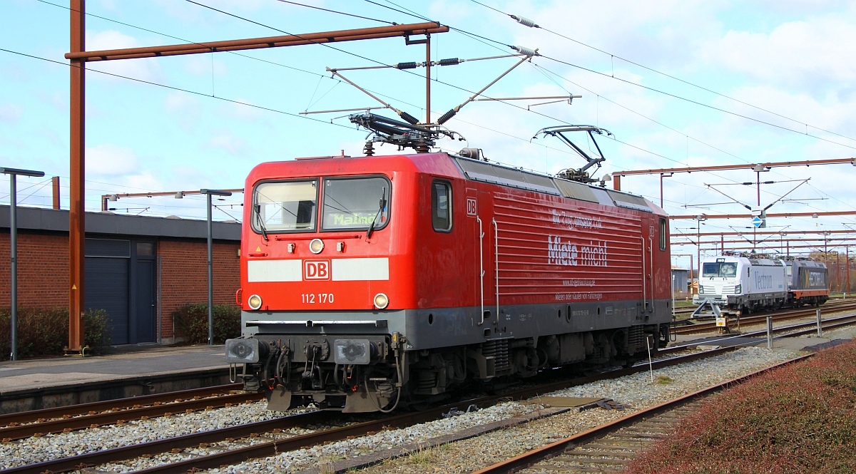 DB  Miete mich  112 170-6, REV/LH 2/30.04.21 verlässt nun Pattburg gen Süden. 26.02.2023