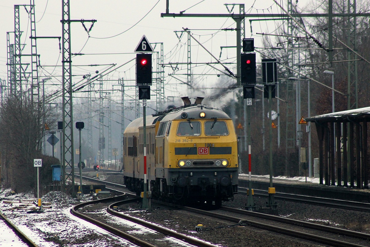 DB Netzinstandhaltung 1218 392-9 mit SPZ 1 in Jübek 12.02.2017