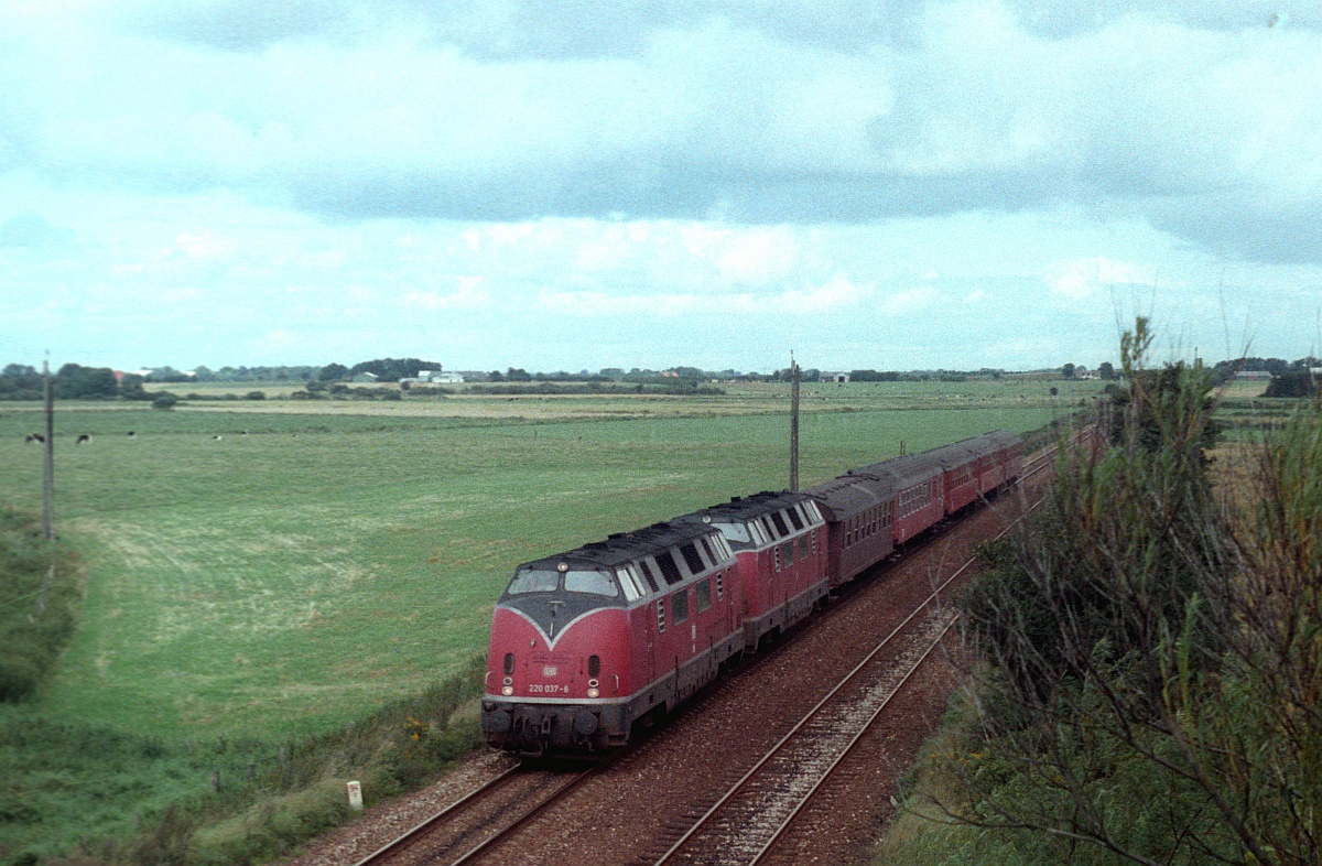 DB V 200 037 + V 200 014 mit E 936 Einfahrt Tinglev 22.08.1981