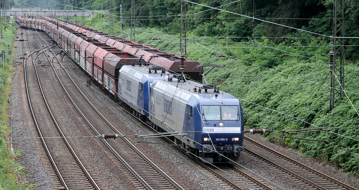 DB/RBH 145 055-0 + 145 063-4 Duisburg Lotharstrae 8.7.2020 