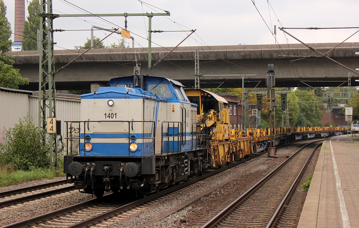 D&D 1401 oder 203 205-0 mit Vossloh SLW 5 und Skks Wagen dieselt hier durch HH-Harburg 03.10.2020