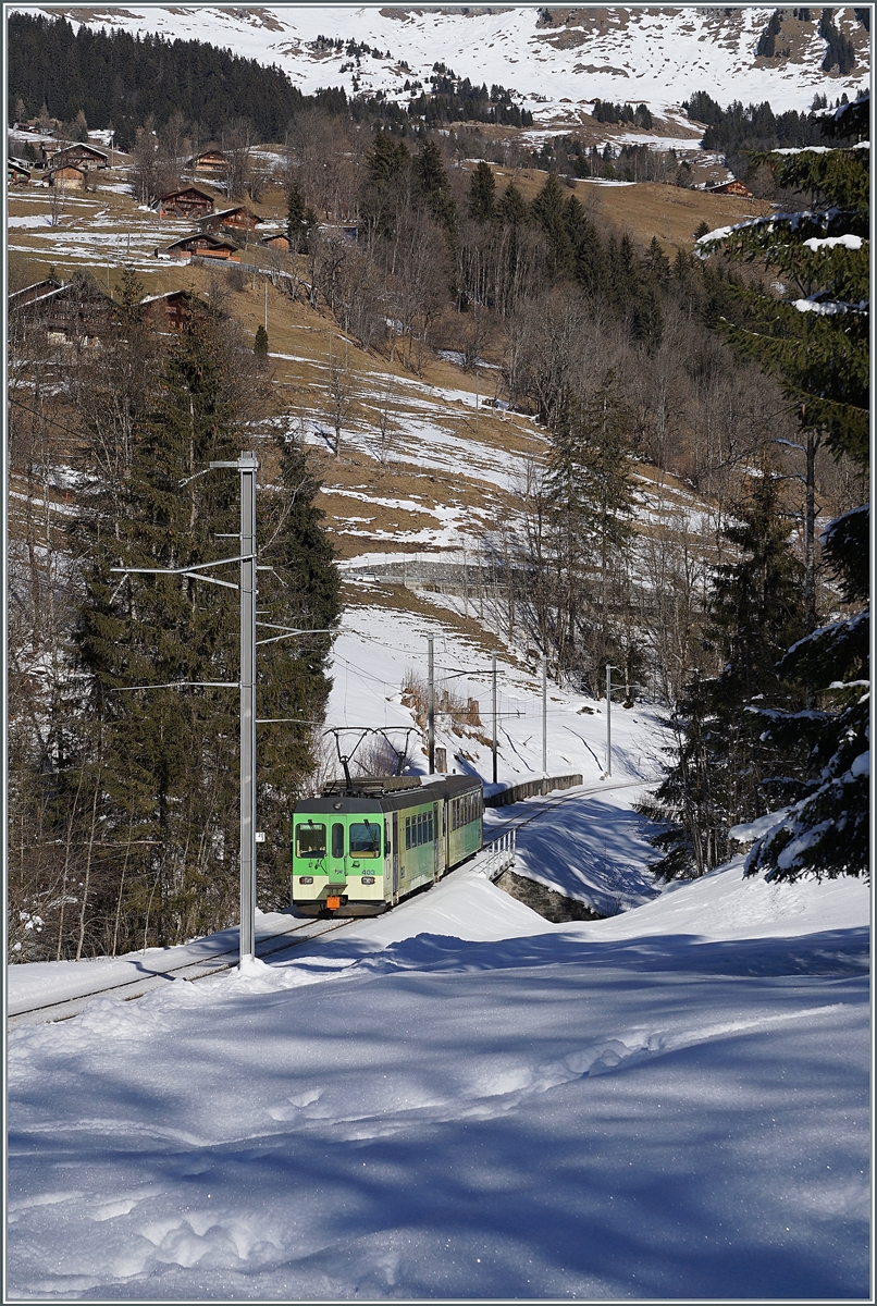 Der ASD BDe 4/4 403 ist mit seinem Bt bei Vers L'Eglis auf dem Weg nach Les Diablerets. 

25. Jan. 2022