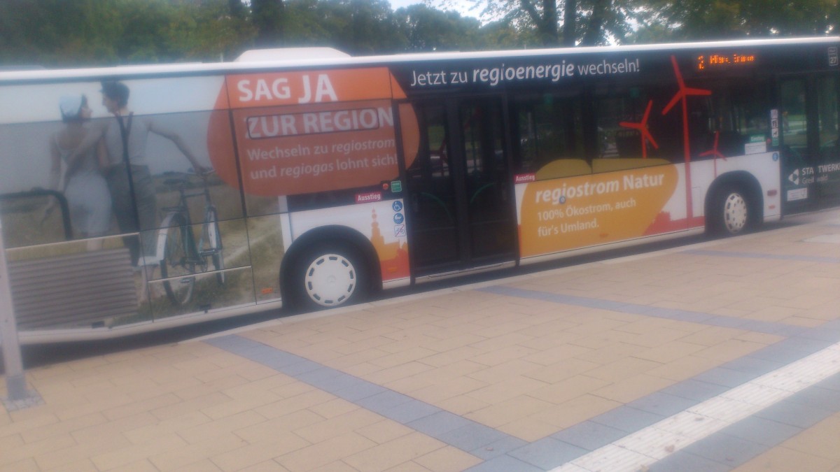 .....der citaro der Stadtwerke Greifswald mit der Werbung fr regionalen Strom 