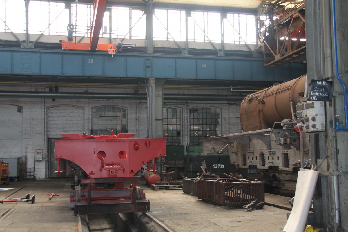 Der Rahmen der Molli Lok 99 322 im DLW Meiningen am 29.M�rz.2014