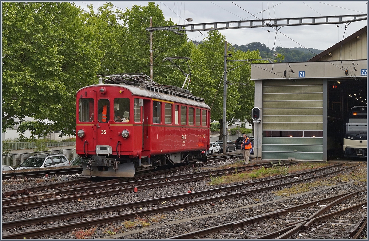 Der RhB ABe 4/4 I 35 der Blonay Chamby Bahn in Vevey.
28. Mai 2018