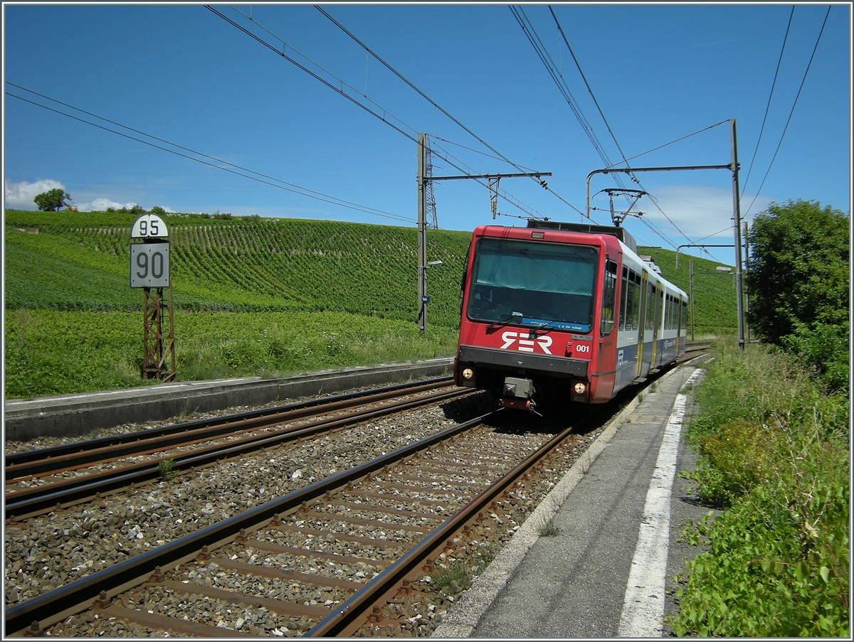 Der SBB Bem 550 001 von Genève nach La Plaine erreicht Russin.
5. August 2015