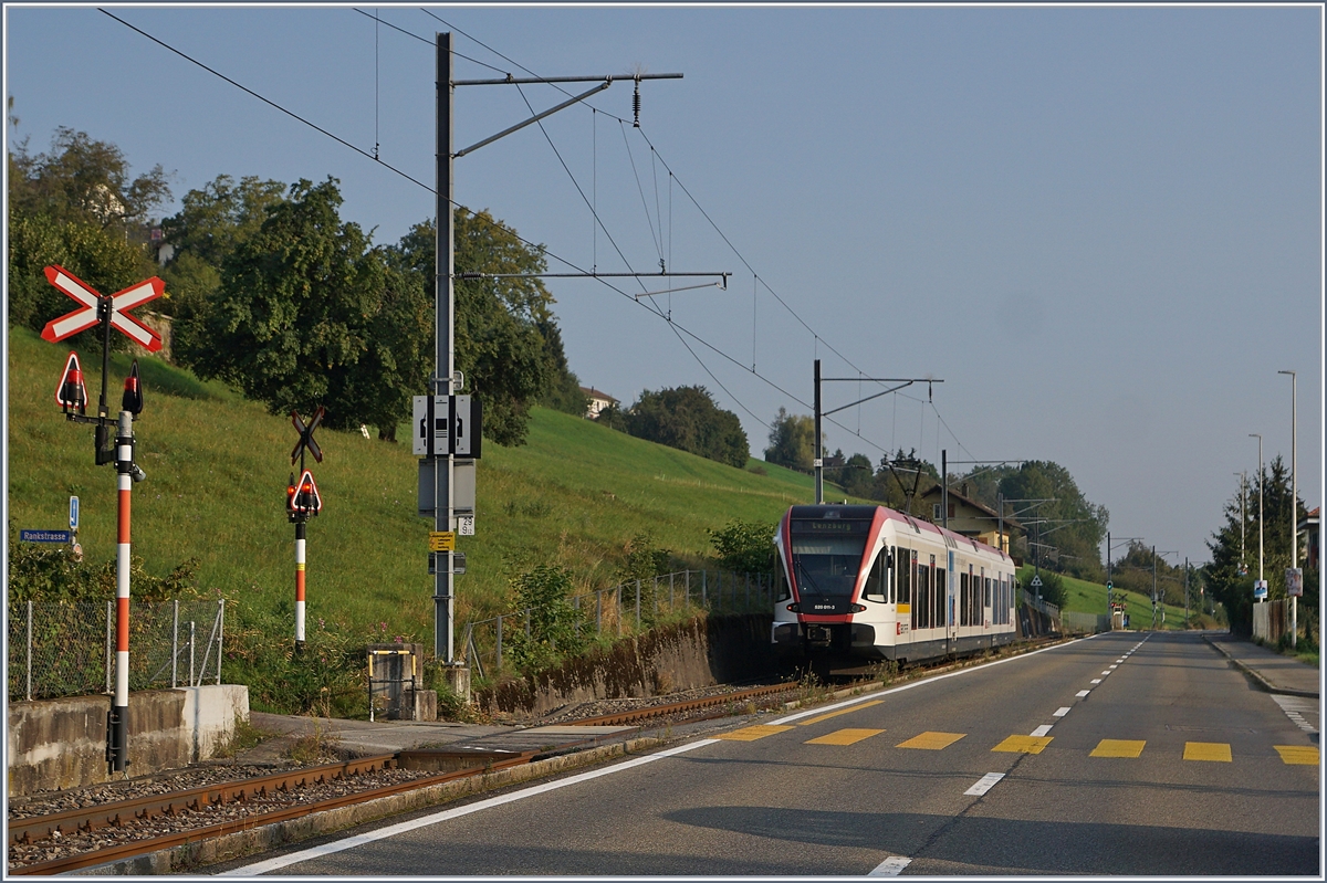 Der SBB Seetalbahn Triebwagen RABe 520 011-3 auf dem Weg nach Lenzburg kurz nach der Abfahrt in Birrwil. 

13. Sept. 2020