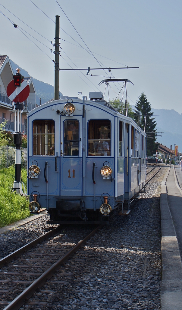 Der schön aufgearbeitete MOB N° 11 der Blonay-Chamby Bahn in Blonay.
6. April 2014