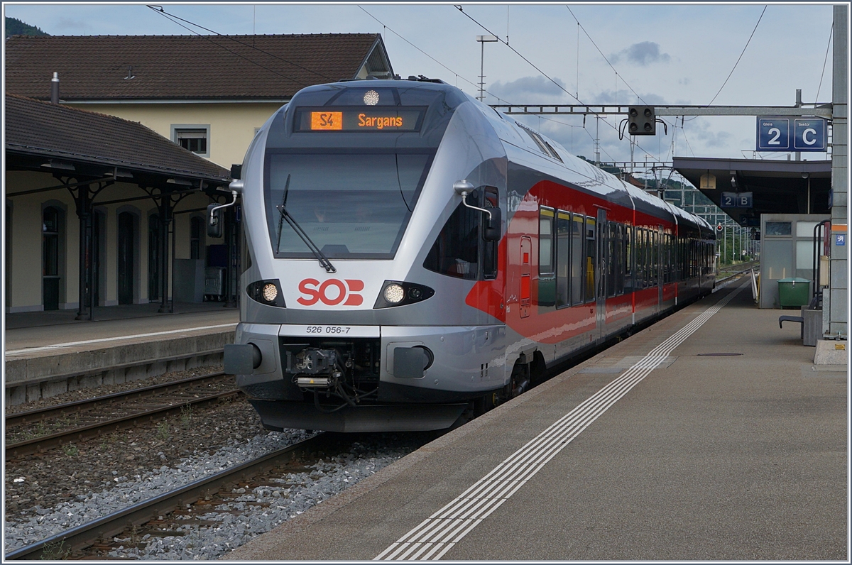 Der SOB RABe 526 056-7 in St.Margrethen.
11. Juli 2017