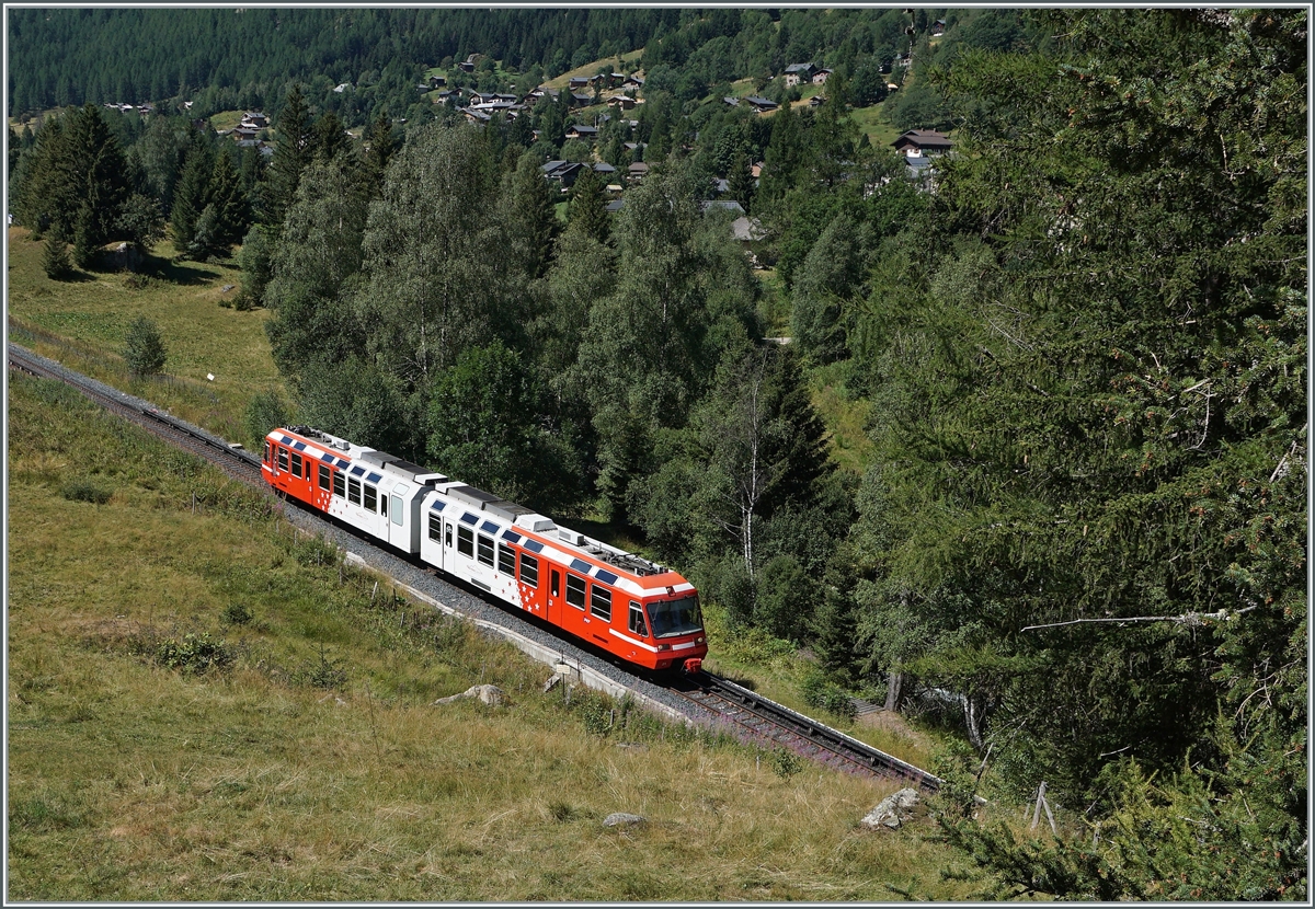 Der TMR BDeh 4/8 21 ist als SNCF TER von St-Gervais nach Vallorcine unterwegs befindet sich auf halbem Weg zwischen Le Buet und Vallorcine.

1. August 2022