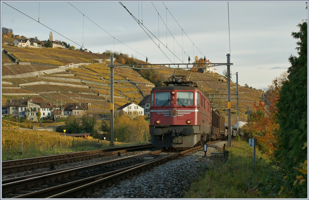 Die Ae 6/6 11419 (Appenzell IR) erreicht mit einem Güterzug Lutry.
10. Nov. 2008