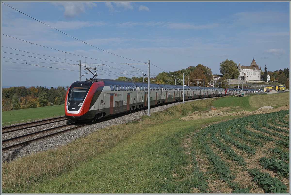 Die beiden SBB  Twindexx  RABe 502 213-7 und RABDe 009-9 (Stadt St.Gallen) bilden den langen  IC1 714 von St.Gallen nach Genève Aéroport den ich bei Oron fotografieren konnte.

22. Okt. 2020