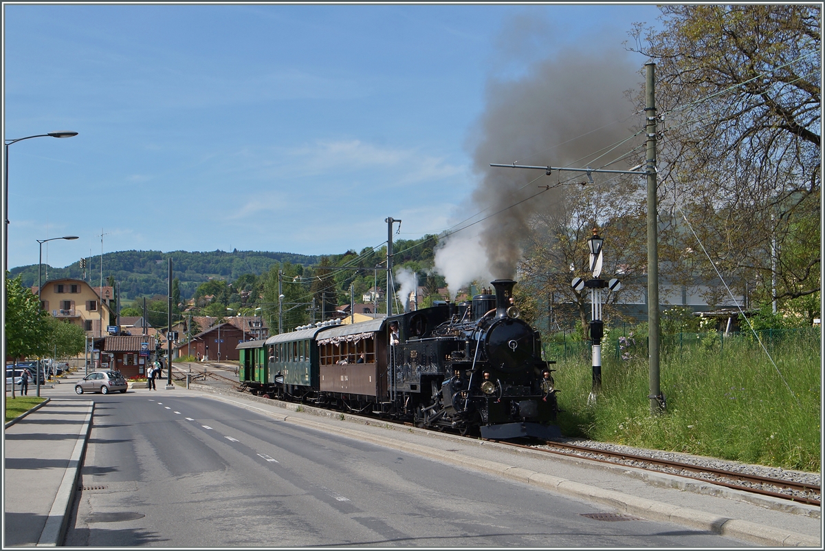 Die BFD HG 3/4 3 bei der Blonay Chamby Museumsbahn bei Blonay.
10 Mai 2015