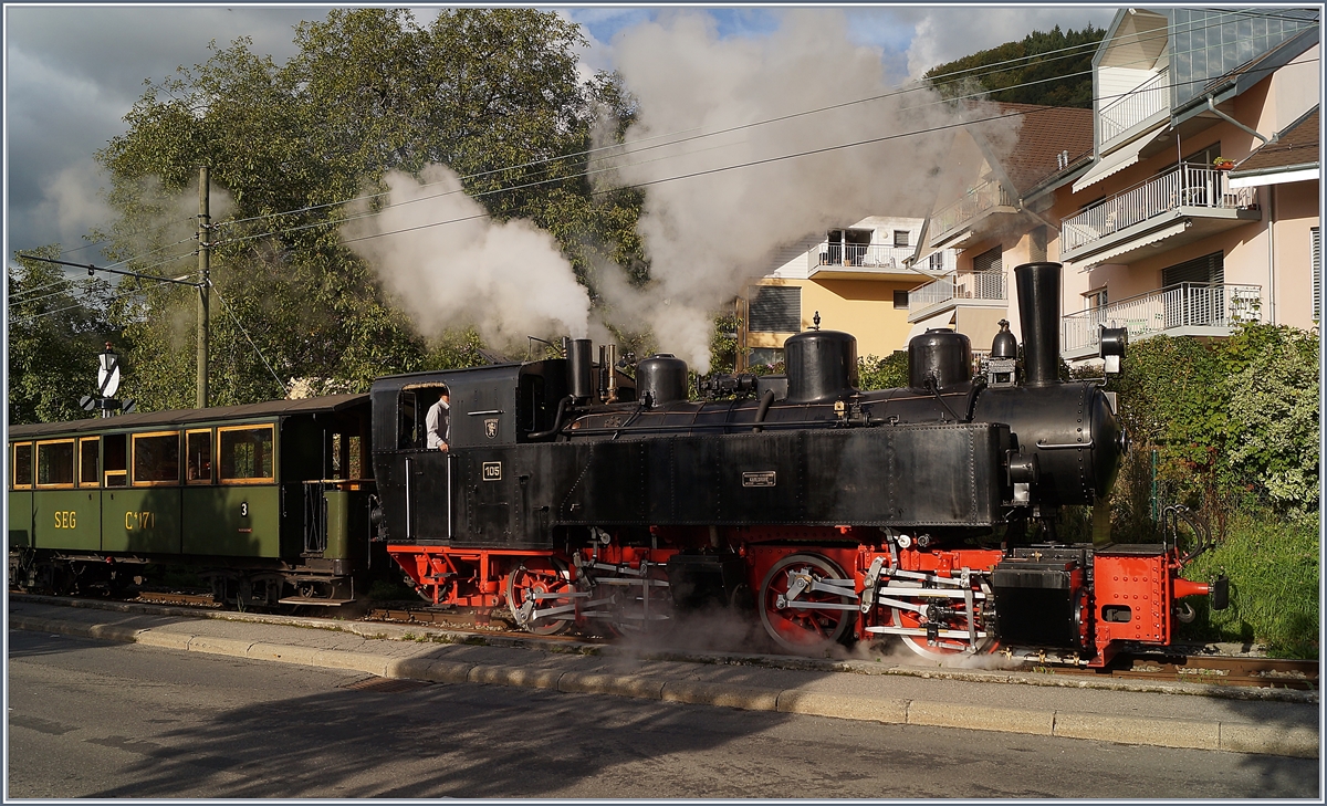 Die Blonay-Chamby Bahn G 2x 2/23 105 in Blonay.

5. Okt. 2019