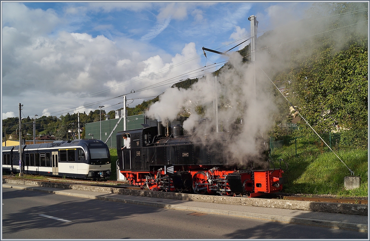 Die Blonay-Chamby Bahn G 2x 2/23 105 in Blonay.

5. Okt. 2019