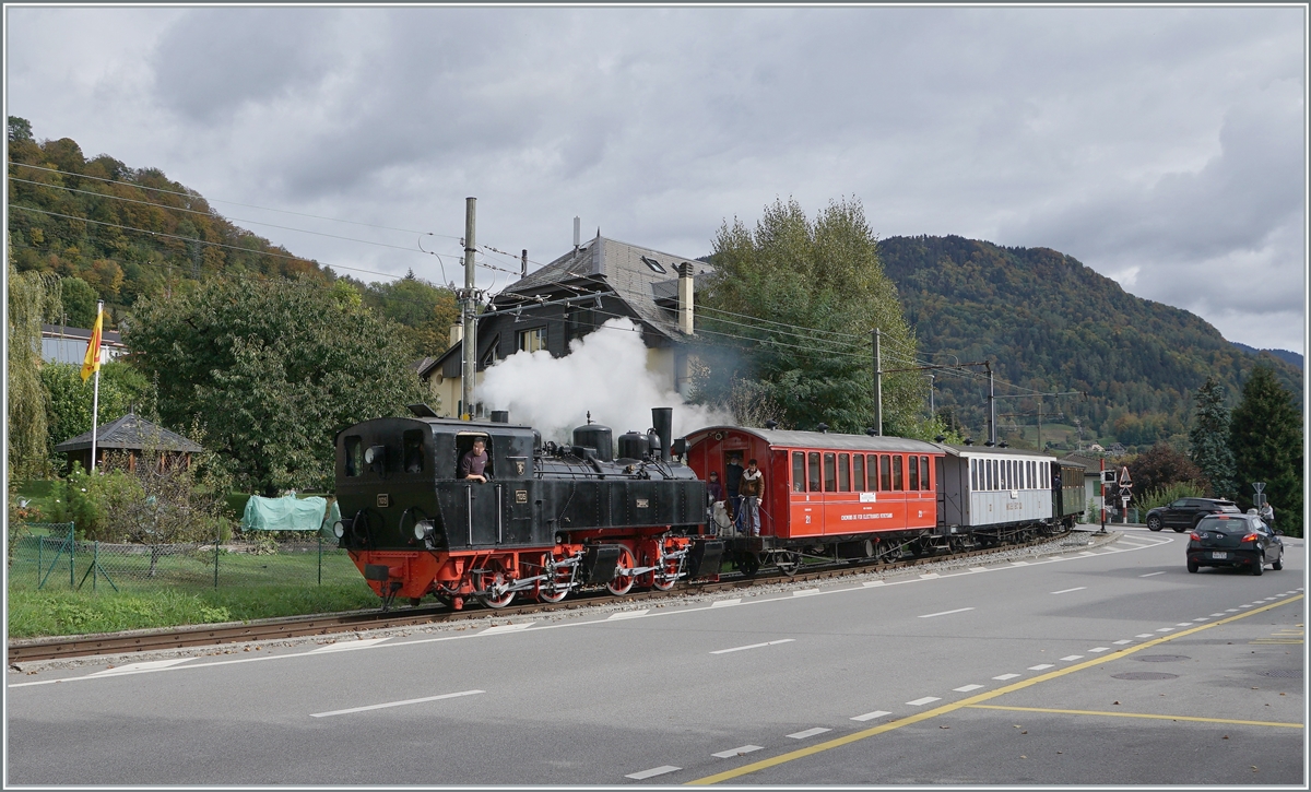 Die Blonay-Chamby G 2x 2/2 105 erreicht mit ihrem Dampfzug Blonay.

11. Okt. 2020