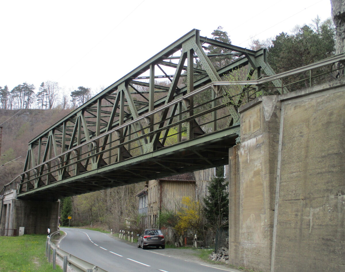 Die Brücke  Haus am Stein ,am 28.April 2023,in Rübeland.