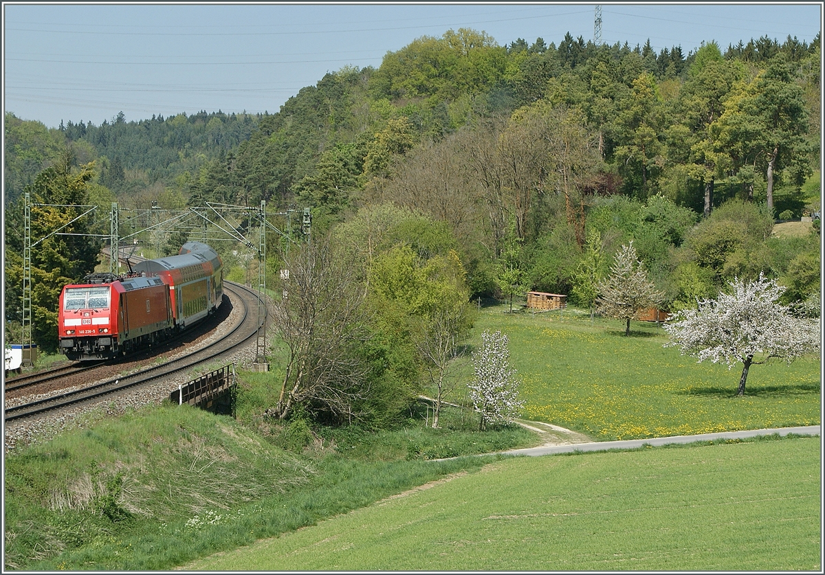 Die DB 146 236-5 erreicht mit ihrem Schwarzwald RE in K�rze Engen.
22. April 2011