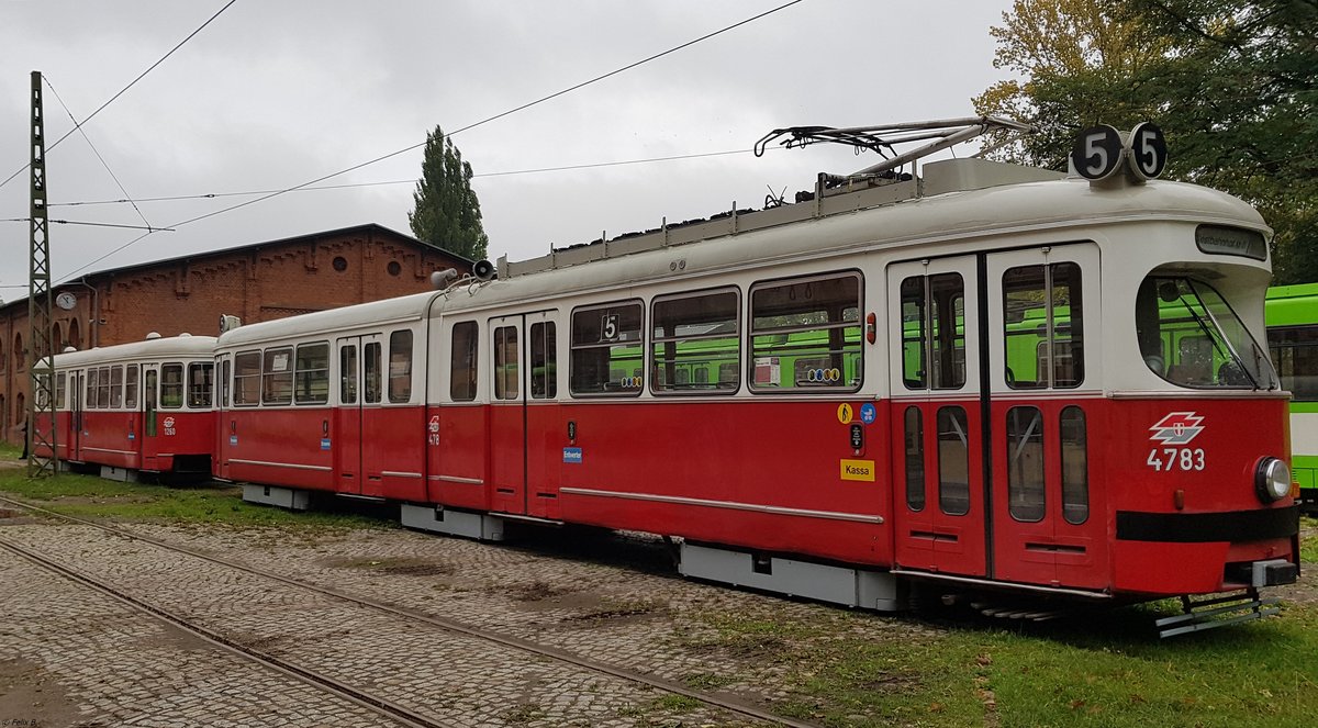 Die ehemalige SGP aus Wien mit der Nr. 4783 vom Baujahr 1972 im Hannoverschem Straßenbahn-Museum.