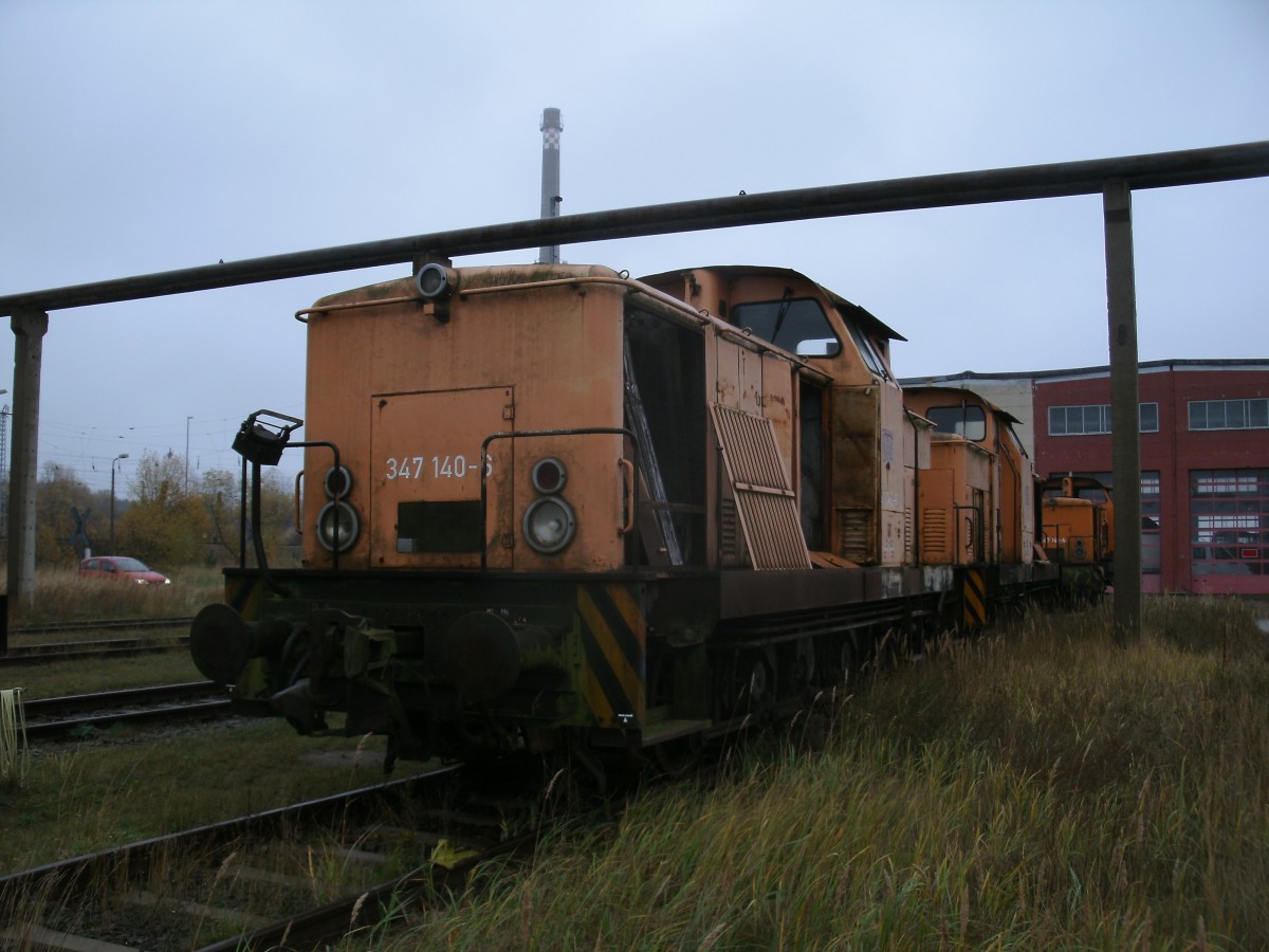 Die letzten Bilder von 347 140,347 036 und 347 141 zusammen,am 16.November 2013,  in Mukran.
