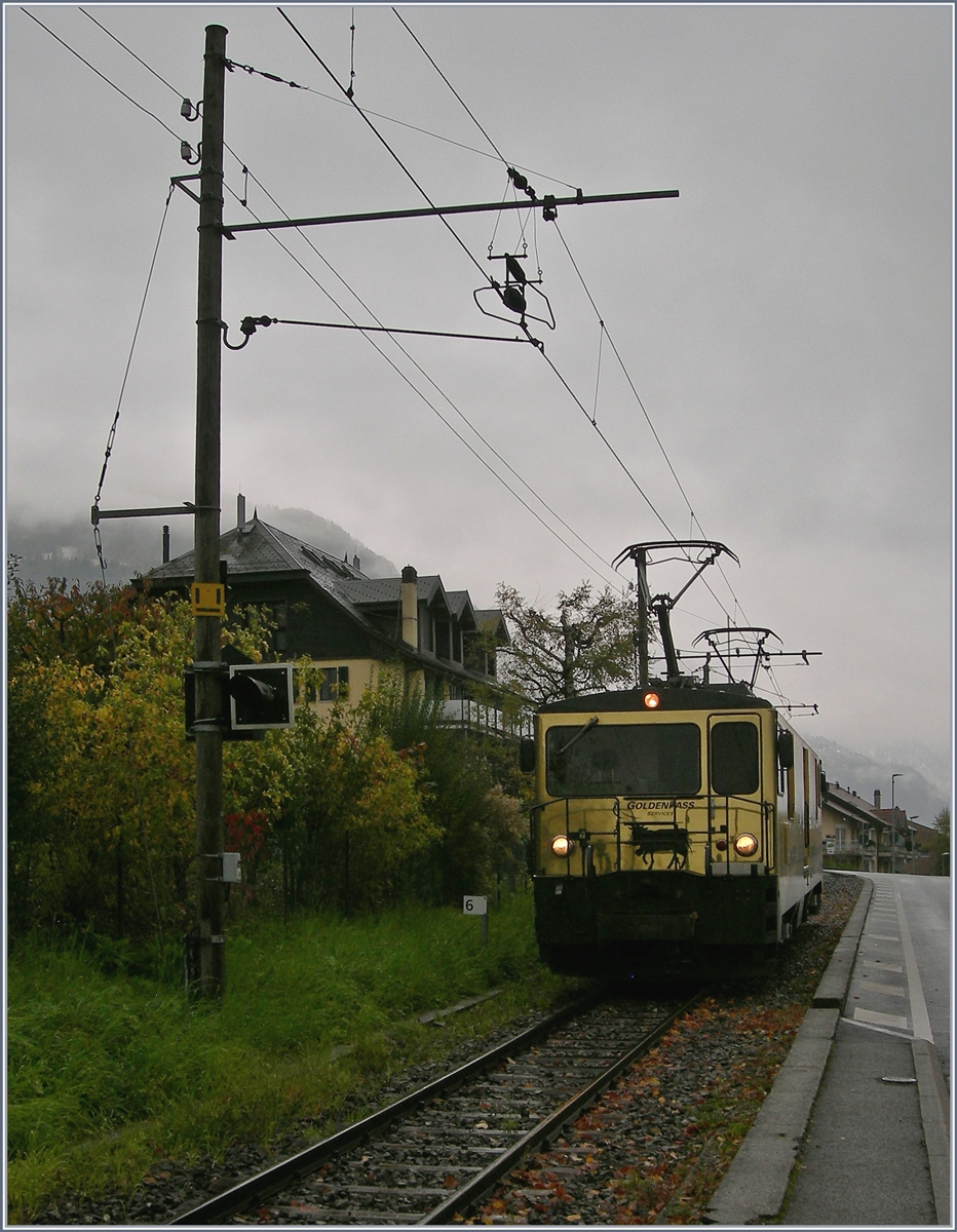 Die MOB GDE 4/4  Train du Chocolat  in Blonay.
8. Nov. 2017