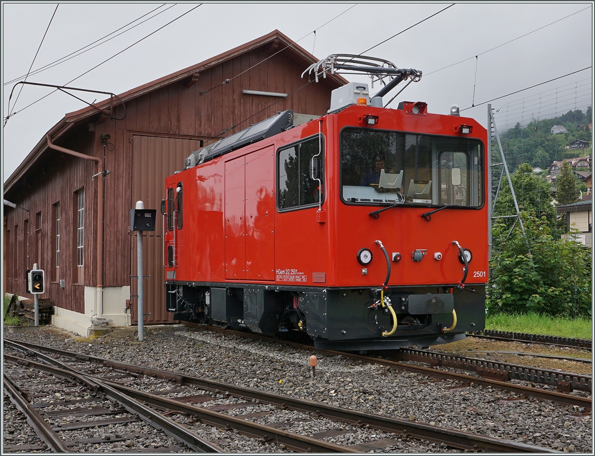 Die MVR  Gem 2/2 2501 in Blonay.
21. Juni 2016