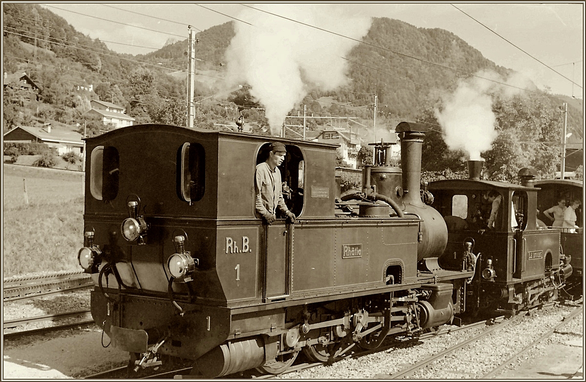 Die RhB G 3/4 N° 1 in Blonay¨
 (Sommer 1986)
