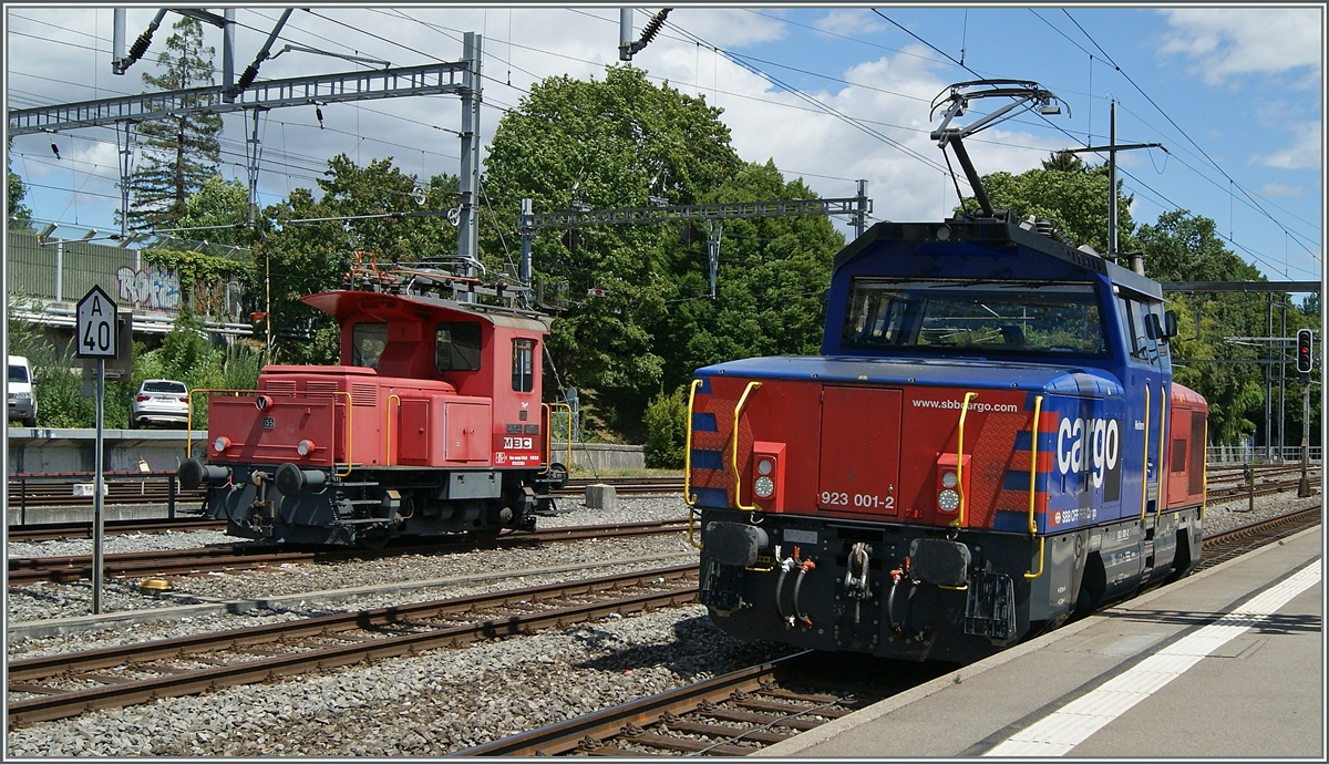 Die SBB Eem 923 001-2 in Morges.
27. Juli 2015