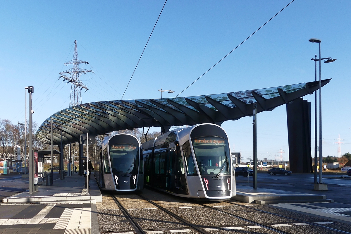 Die vorerst letzte Straenbahnhaltestelle Luxexpo in Luxembourg-Kirchberg. 16.01.2020 (Jeanny)