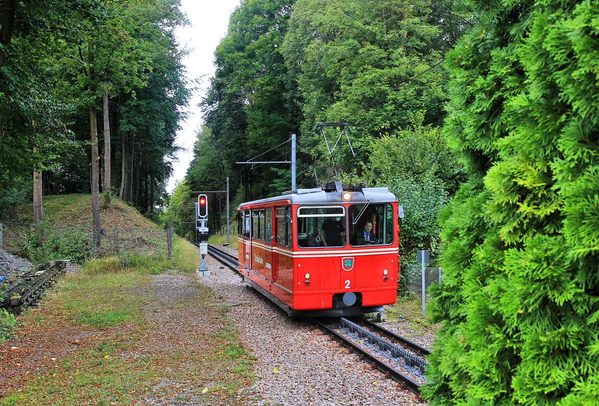 Dolderbahn, Zürich: Ankunft des Wagens 2 auf dem Dolder. 24.Sep.2020