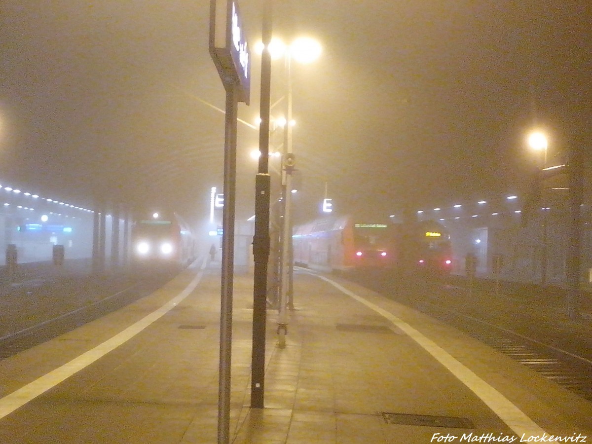 Dosto-Steuerwagen im Nebligen Bahnhof Halle (Saale) Hbf am 11.11.14