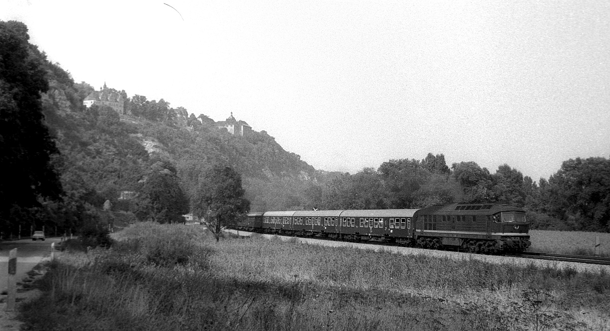 DR 132 487-0(LTS 0722, 1977, ab 1992 232 487-9) mit D 505, Domburg 01.09.1979