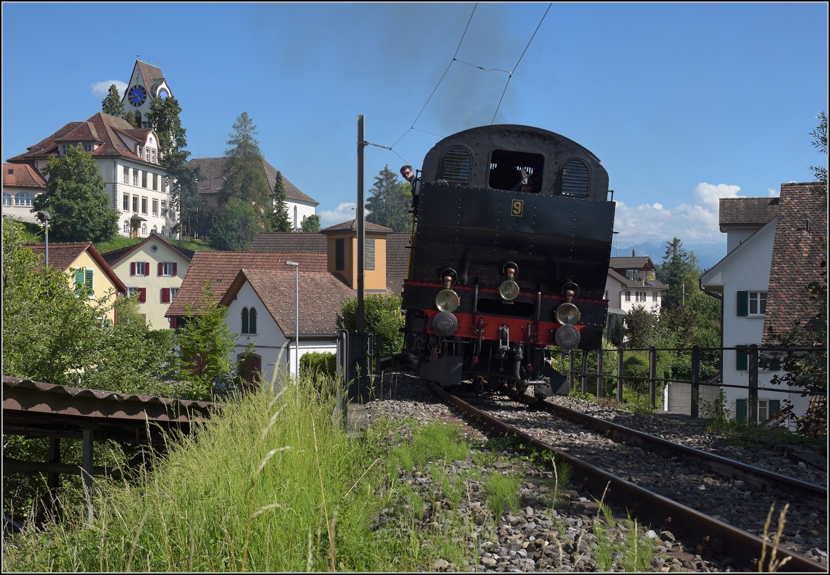 Eb 3/5 9 der Bodensee-Toggenburg-Bahn. Hinwil, Juli 2020.
